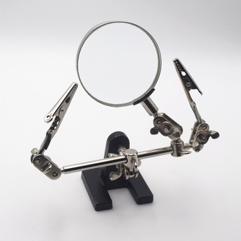 Suvirinimo stotis su 3× priartinimo klipu, litavimo laikiklis, chromuotos rėmas ir LED darbo stalo lemputė