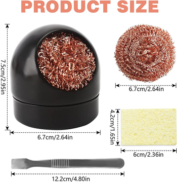 Σετ καθαρισμού κολλητήριου με βάση καθαρισμού – περιλαμβάνει 6 μπίλιες ορείχαλκου, 1 ξύστρα κασσίτερου και 6 κεφαλές καθαρισμού ακίδων