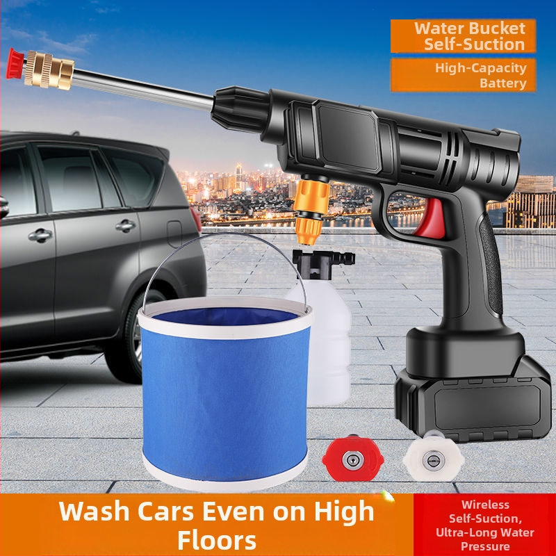 Bezdrôtový set na umývanie auta vodnou pištoľou, prenosná elektrická pištoľ na vodu, meďová hlava, tlak 10 kg, 2 typy postreku