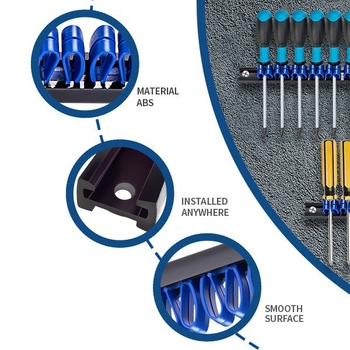 Πλαστικός κρατήρας κατσαβιδιών και ράφι εργαλείων προβολής — πολυλειτουργικός, εγκατάσταση με βίδες, 1 επίπεδο, κατάλληλο για επιτραπέζια αποθήκευση ή εξωτερική χρήση