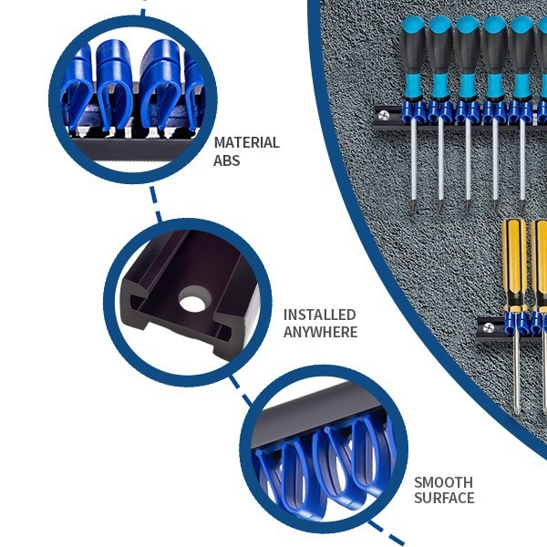 Műanyag csavarhúzó-tartó és szerszám kijelző állvány — többfunkciós, csavaros rögzítésű telepítés, 1 réteg, asztali vagy kültéri tároláshoz