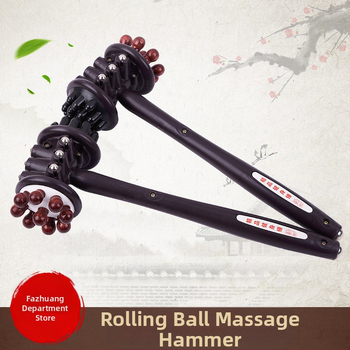 Rokas masāžas āmurs ar divām galvām meridiāniem — akupunktūras galva un apaļa galva, manuāla darbība, gluda intensitātes regulēšana, forma tuvu kvadrāta/kvadrātveida, piemērots kaklam, mugurai, viduklim, kājām un gūžām