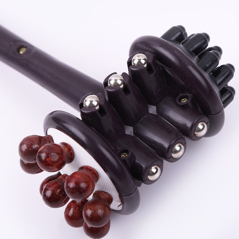 Rokas masāžas āmurs ar divām galvām meridiāniem — akupunktūras galva un apaļa galva, manuāla darbība, gluda intensitātes regulēšana, forma tuvu kvadrāta/kvadrātveida, piemērots kaklam, mugurai, viduklim, kājām un gūžām