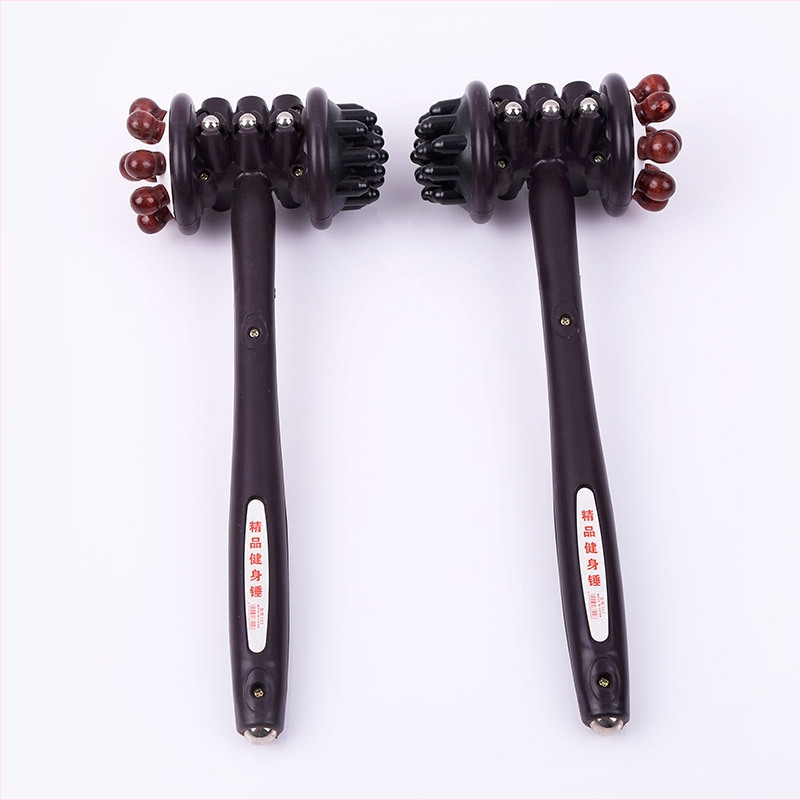 Rokas masāžas āmurs ar divām galvām meridiāniem — akupunktūras galva un apaļa galva, manuāla darbība, gluda intensitātes regulēšana, forma tuvu kvadrāta/kvadrātveida, piemērots kaklam, mugurai, viduklim, kājām un gūžām