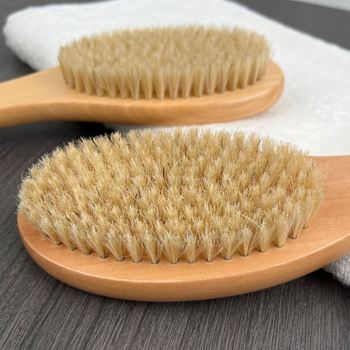 Βούρτσα ντους με καμπυλωτό, σε σχήμα ποδιού κοτόπουλου, χειρολαβή και τρίχες από χοίρο – χειροκίνητη μασάζ απολεπιστική βούρτσα