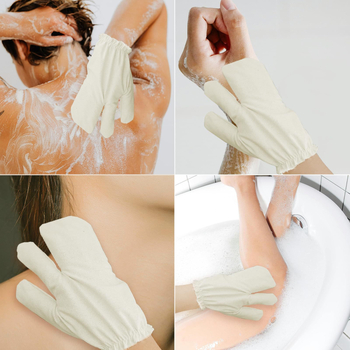 Dviejų pirštų šveičiamųjų pirštinių iš Mulberry šilko, masažo dušo pirštinės, pašalina negyvas odos ląsteles