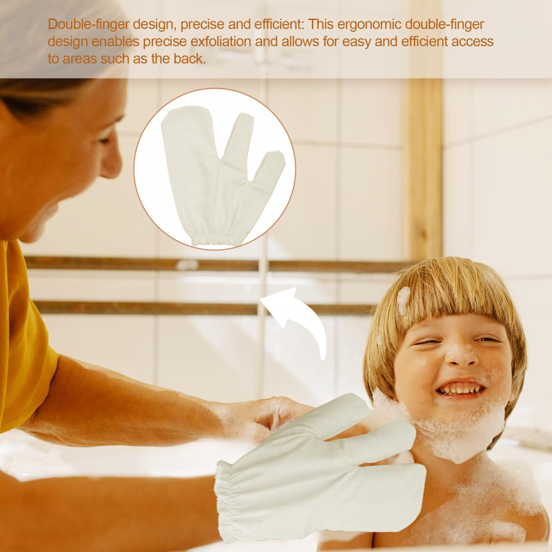 Dviejų pirštų šveičiamųjų pirštinių iš Mulberry šilko, masažo dušo pirštinės, pašalina negyvas odos ląsteles