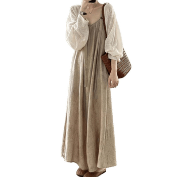 Дамски двукомпонентен комплект: презрамкови панталони и жилетка в японски стил, драпирана дълга рокля-комбинация, лято 2023, плат 95%+