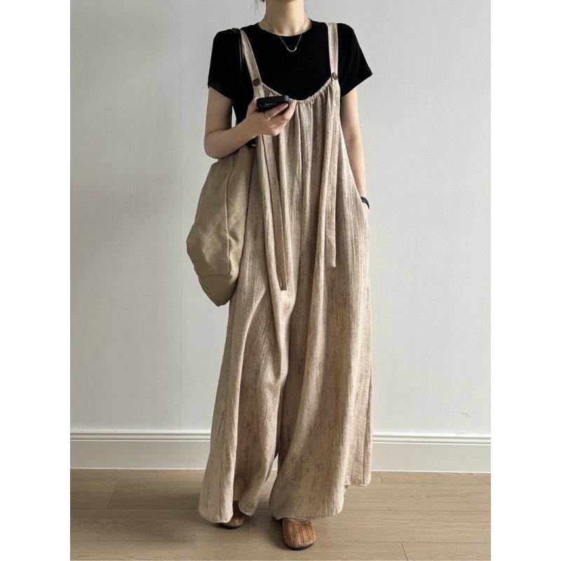 Дамски двукомпонентен комплект: презрамкови панталони и жилетка в японски стил, драпирана дълга рокля-комбинация, лято 2023, плат 95%+