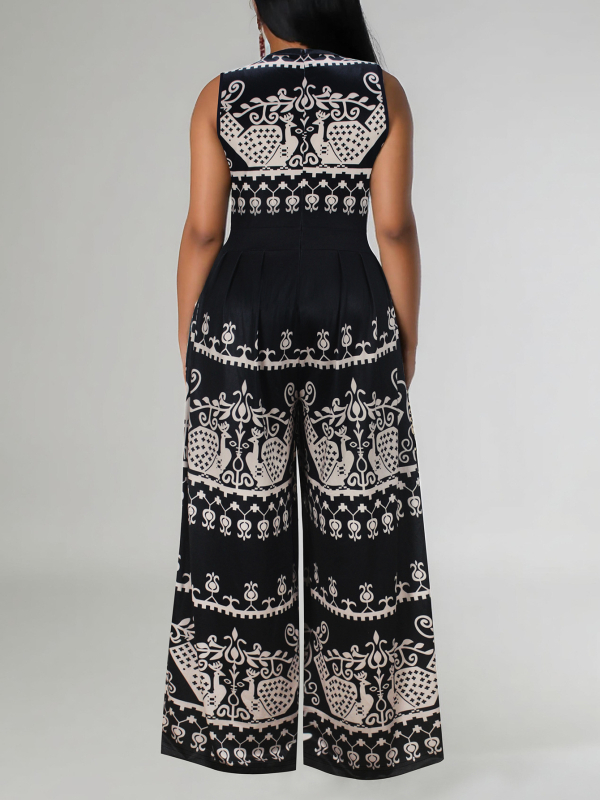 Elegáns ujjatlan overál kerek nyakkal, derék kiemelt, egyenes szabású nadrág, poliészter-spandex keverék, nyár 2025