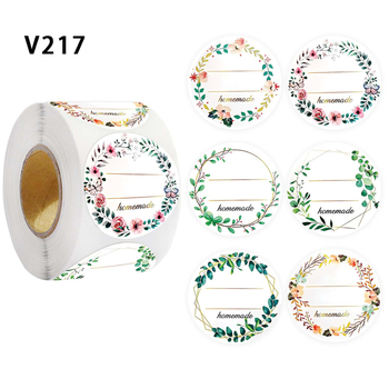 Стикери с цветя за декоративни подаръчни кутии, 500 броя на ролка; лепяща покрита хартия; бяла подложка; налична персонализация на обработката.