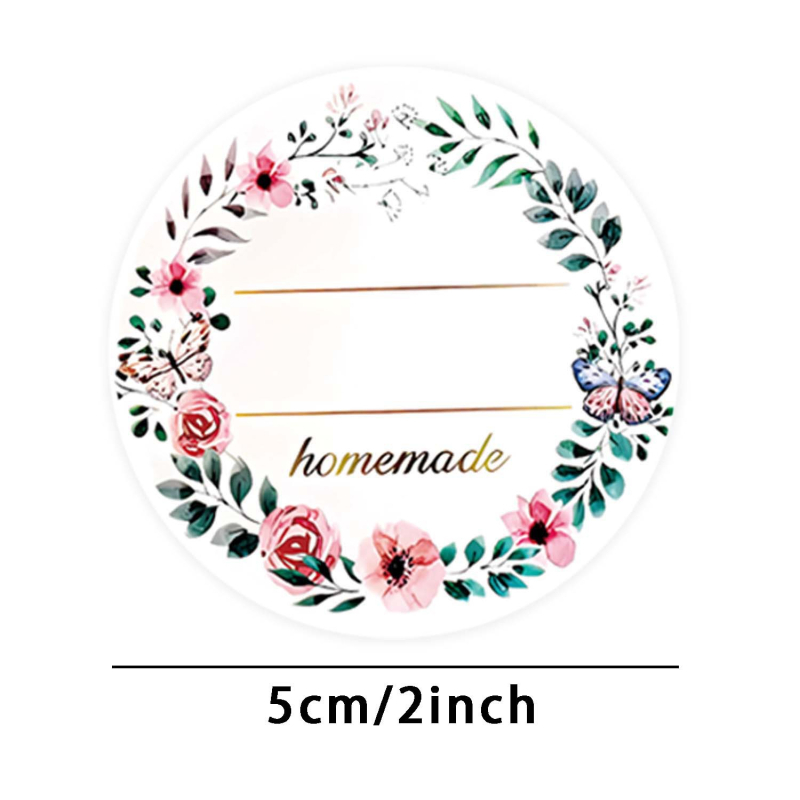 Стикери с цветя за декоративни подаръчни кутии, 500 броя на ролка; лепяща покрита хартия; бяла подложка; налична персонализация на обработката.