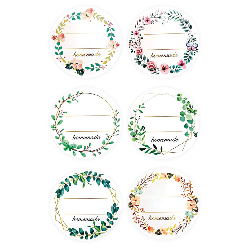 Стикери с цветя за декоративни подаръчни кутии, 500 броя на ролка; лепяща покрита хартия; бяла подложка; налична персонализация на обработката.