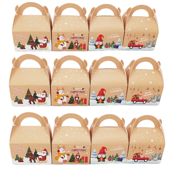 Independent kvadratinės popierinės saldumynų dėžutės su cartoon stiliumi, 24 vnt., tinkamos Kalėdų vakarėliams ir vestuvėms