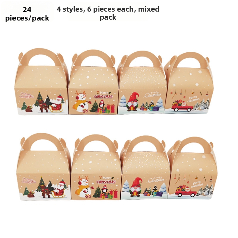 Independent kvadratinės popierinės saldumynų dėžutės su cartoon stiliumi, 24 vnt., tinkamos Kalėdų vakarėliams ir vestuvėms