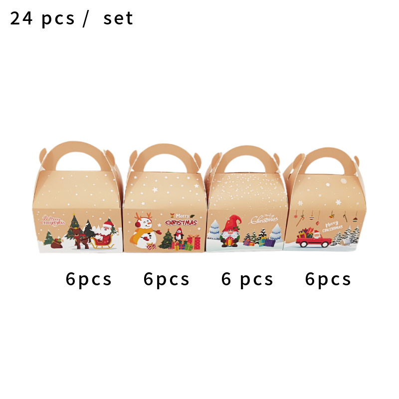 Independent kvadratinės popierinės saldumynų dėžutės su cartoon stiliumi, 24 vnt., tinkamos Kalėdų vakarėliams ir vestuvėms