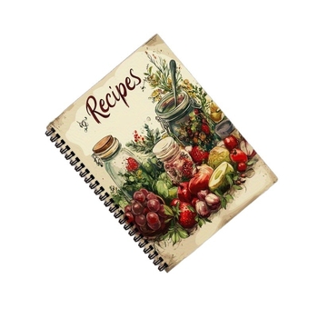 Spiralinė receptų knyga – virtuvės planavimo sąsiuvinis, asmeninė užrašų knygelė, 50 puslapių