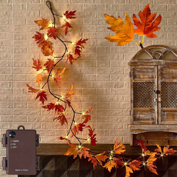 LED φωτάκι δέντρου με σχέδιο φύλλου σφενδάμου από ρατάν, μοντέλο 7G, Φωτεινότητα 1000 lm, Προστασία IP44, διάρκεια ζωής 10000 ωρών, Υλικό περιβλήματος: δερμάτινο κορδόνι