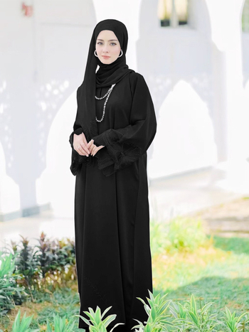 Γυναικεία Αμπάγια με Εκτύπωση, Μακριά Μανίκια Ρόμπα, Ύφασμα Πολυεστέρα-Σπάντεξ, Άνοιξη 2025