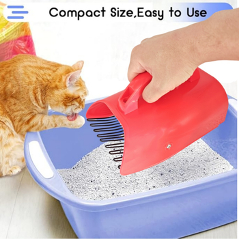 Katės smėlio šaukštas, dviejų funkcijų valymo priemonė, plastikinis korpusas su metaline baze, bendro naudojimo