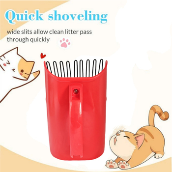 Katės smėlio šaukštas, dviejų funkcijų valymo priemonė, plastikinis korpusas su metaline baze, bendro naudojimo