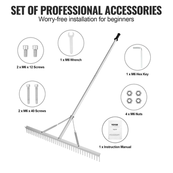 Aliuminio kraštovaizdžio grėbliai su ilgais smaigaliais, skirti lauko valymui – dirva, veja ir piktžolės