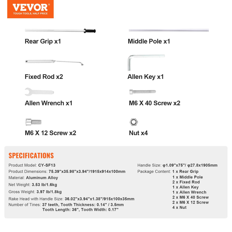 Aliuminio kraštovaizdžio grėbliai su ilgais smaigaliais, skirti lauko valymui – dirva, veja ir piktžolės