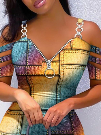 Γυναικείο φόρεμα με V-λαιμό, μανίκια raglán, σιλουέτα με φούστα ισχίου, μέση στη μέση, ύφασμα πολυεστέρας