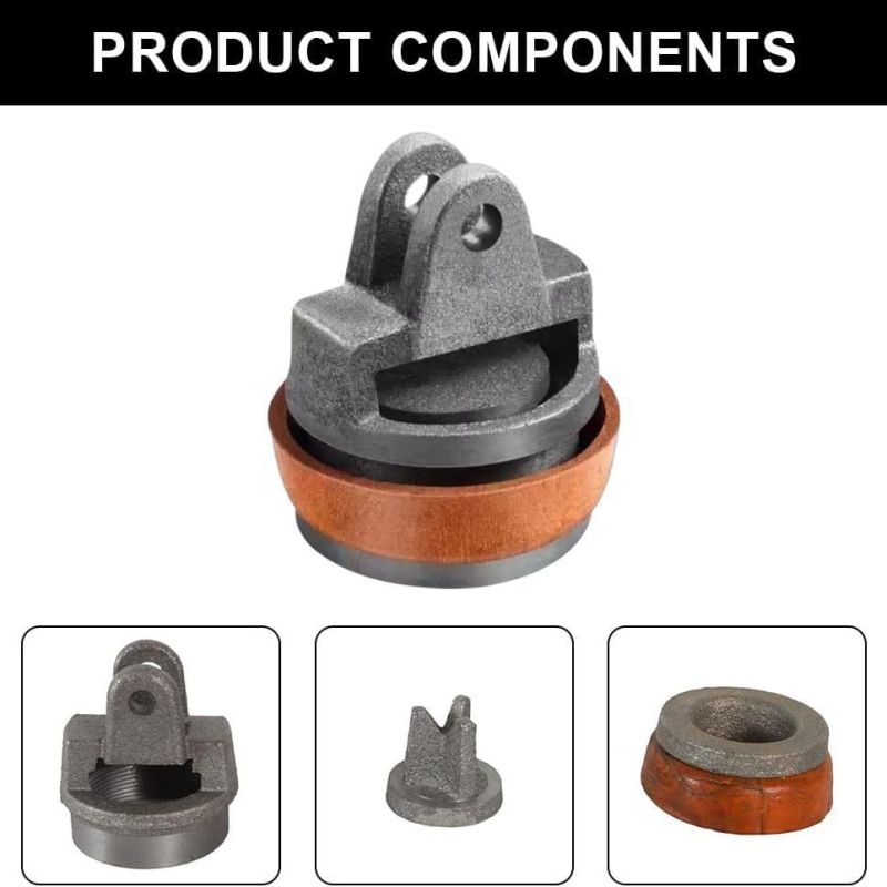 Чугунена ръчна помпа — пистон, купа от телешка кожа и гумена подложка, пълен комплект принадлежности