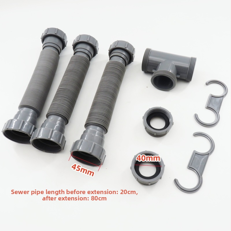 Дренажна тръба за мивка - гъвкава и демонтажна, британски стил дренаж, пластмасова, модел 241029-08, модерен минималистичен дизайн, обработка и персонализация: да