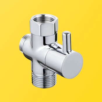 Meďový trojcestný uhlový ventil pre toalety, GB štandard, rýchlo otvárací jadrový ventil, vstup 1/2'' a dva výstupy 1/2'', chrómovaný povrch, model JF650101