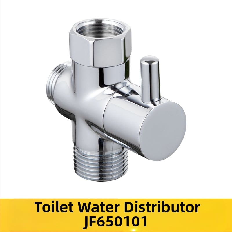 Meďový trojcestný uhlový ventil pre toalety, GB štandard, rýchlo otvárací jadrový ventil, vstup 1/2'' a dva výstupy 1/2'', chrómovaný povrch, model JF650101