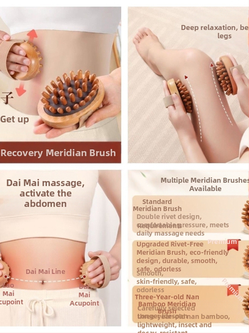 Meridijanska masažna četka s jastučićem zraka, masaža glave po meridijanu, cijelo tijelo masaža za olakšanje umora, 90 g