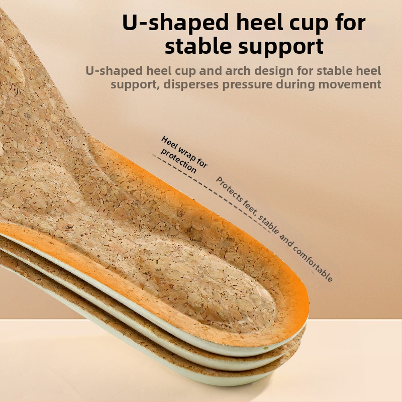 Стелки за спортни и ежедневни обувки, PU материал, модел 2102-cork PU, пълна стелка, абсорбиращ изпотяване, масаж на свода