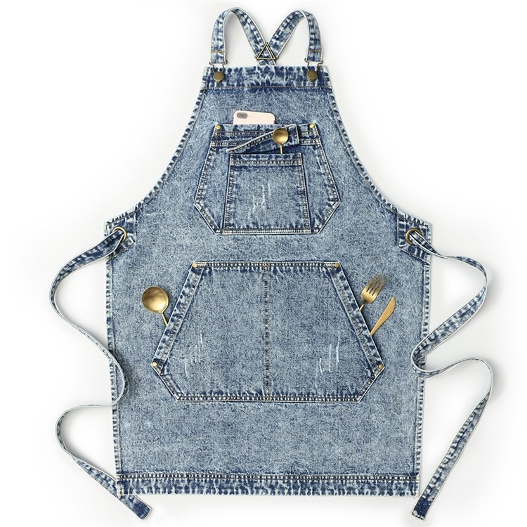 Безръкав деним фартук за професионална употреба, антизамърсяващ, унисекс