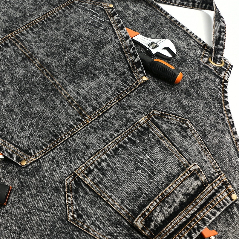 Безръкав деним фартук за професионална употреба, антизамърсяващ, унисекс