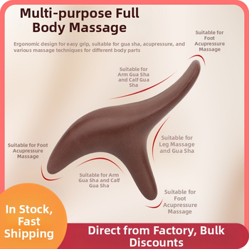 Meridijano masažuoklis su bulių rago forma, rankinė akupunktūros taškų šepetėlis ir pėdų masažas