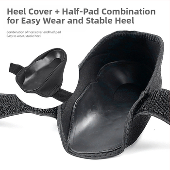 Κάλυμμα φτέρνας με Velcro, μοντέλο 018 arch heel cover; υλικά: TPE, ύφασμα, πολυεστέρας, SBR; κατάλληλο για αθλητικά, δερμάτινα, μποτάκια, casual και επαγγελματικά παπούτσια; unisex ενήλικες