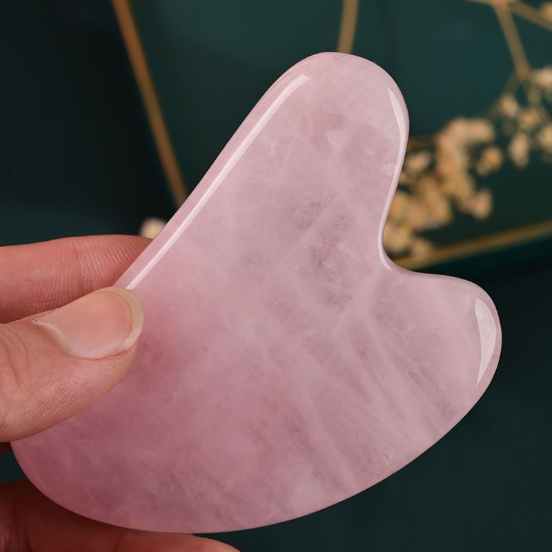 Nefrito gua sha plokštė veidui, širdies formos pusapvalė, veido priežiūrai, logotipas galimas, pakuotė 1 vnt