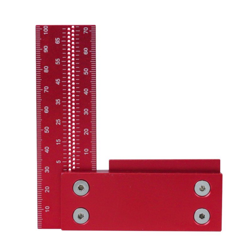 Drvoprerađivački L-oblik mjerni alat s pravim kutom, višenamjenski alat za crtanje; aluminijska legura; set od 1 kom; srednji standard; kućna uporaba.