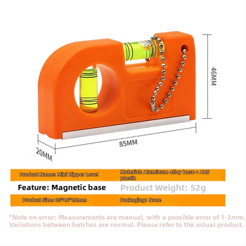 Мини нивелир с висяща верига и халка за закачане, силно магнитен, алуминиева сплав + ABS пластмаса, преносим
