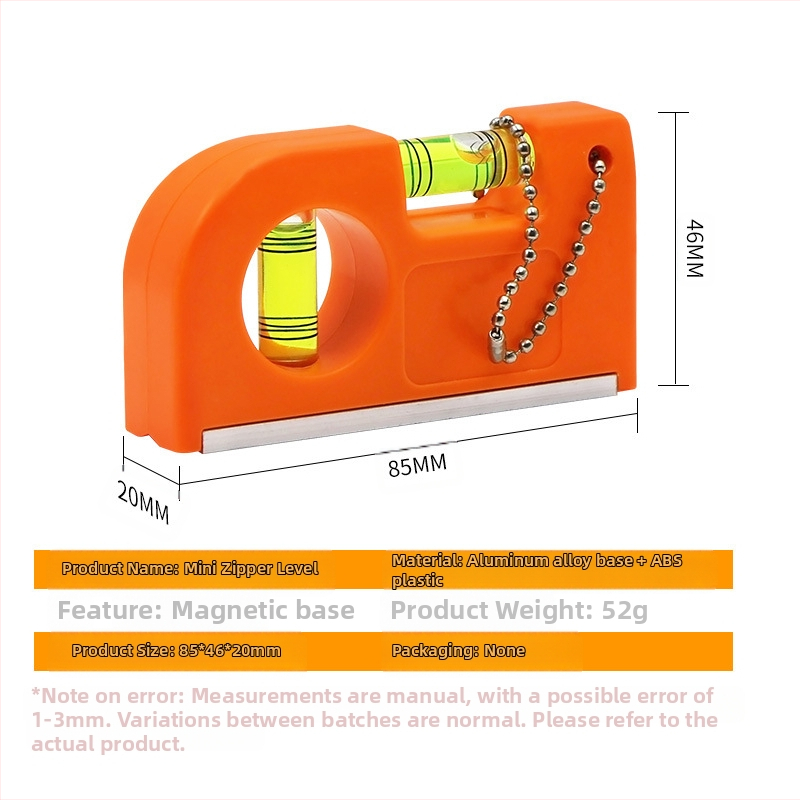 Мини нивелир с висяща верига и халка за закачане, силно магнитен, алуминиева сплав + ABS пластмаса, преносим