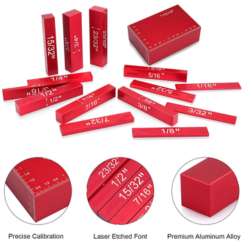 Σετ 15 τεμαχίων μπλοκ ρύθμισης για τραπεζοπριονο, μπλοκ μέτρησης από κράμα αλουμινίου