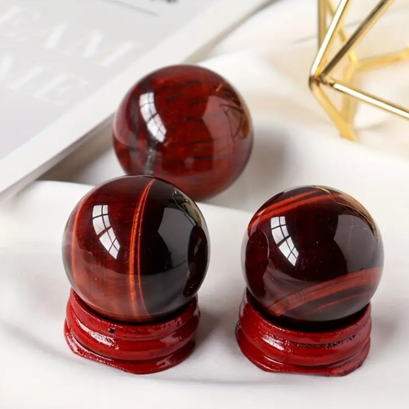 Σφαίρα από λίθο τίγρης-μάτιου – Λειασμένος κρύσταλλος, γεωμετρικό διακοσμητικό γραφείου, μοντέρνο μινιμαλιστικό στυλ, PP συσκευασία, επιχειρηματικά δώρα