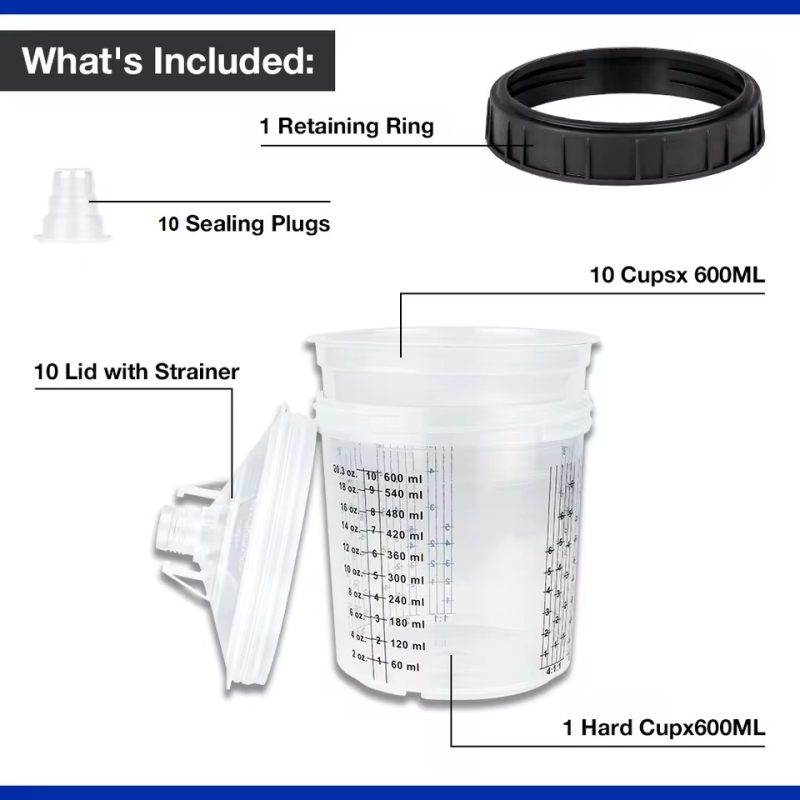 Orinis purkštuvo su beplovimo indeliu ir dažų maišymo puodelio adapteriu automobilių dažymui