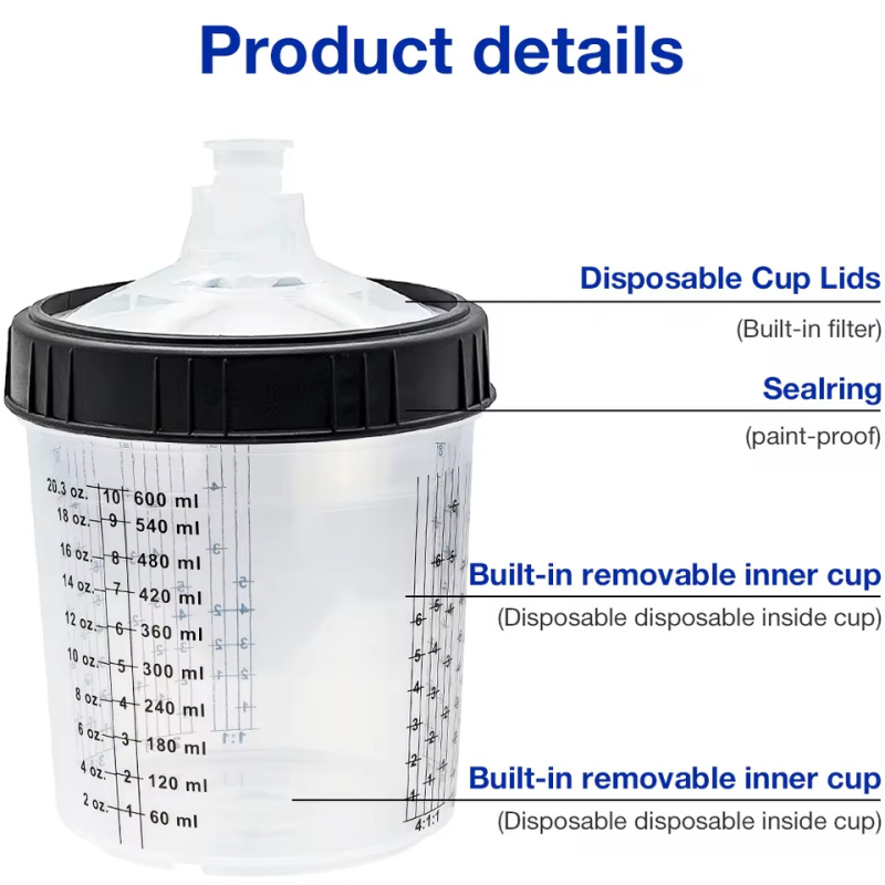 Orinis purkštuvo su beplovimo indeliu ir dažų maišymo puodelio adapteriu automobilių dažymui