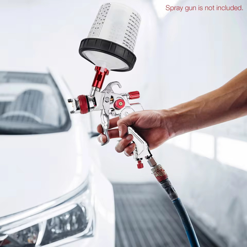 Orinis purkštuvo su beplovimo indeliu ir dažų maišymo puodelio adapteriu automobilių dažymui