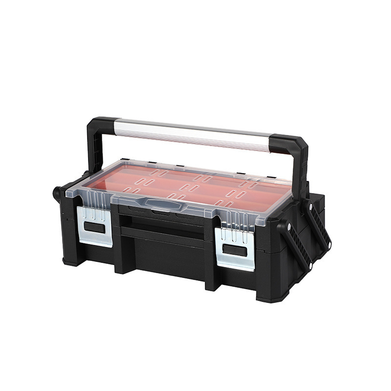 Пластмасова кутия за инструменти с алуминиева дръжка – двупластова версия, серия 2170, товароподемност 5 кг