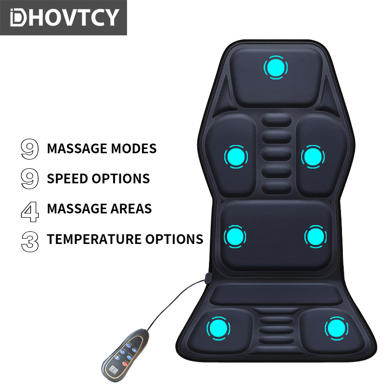 Cz-01 Pernă de masaj pentru mașină și acasă pentru gât și talie cu terapie cu vibrații infraroșii – alimentare auto, 8+ capete de masaj