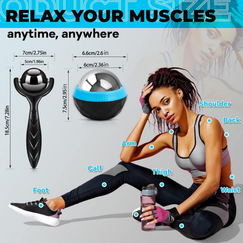 Nerūdijančio plieno fascijos masažo rutuliukų rinkinys — rankinis masažo įrankis raumenų atsipalaidavimui, karštas ir šaltas masažas, svoris 405 g